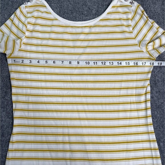 Matilda Jane Its a Wonderful Parade Sunny Top Size XL Yellow Striped 3/4 Sleeve - Picture 7 of 8